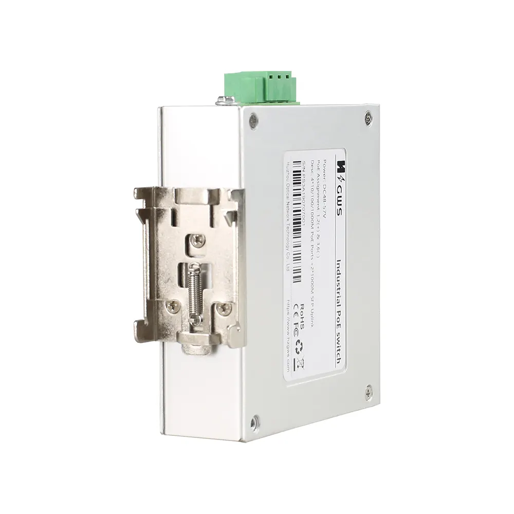 Conmutador de fibra Ethernet Din-Rail industrial Gigabit completo + conmutador de red de 6 puertos RJ45 de 4*10/100/1000M