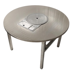 Korean Restaurant Hotpot Butane Gas Stove &amp; Charcoal Stove 2-in-1 BBQ Grill <strong>Picnic</strong> <strong>Table</strong> <strong>Folding</strong> Stainless Steel Dining <strong>Tables</strong> - Product Image 2