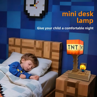 Lampu Malam LED Plastik USB Isi Ulang Mainan Blok Bangunan Desain Pixel Art Cahaya Hangat Dekorasi Kamar Tidur Anak Hadiah