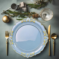 Assiettes de présentation jetables écologiques en plastique robuste de 13 pouces avec bord doré, pour la restauration de mariages, vente en gros