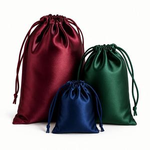 Bolsa de Satén de Seda Personalizada por el Fabricante, Bolsa de Embalaje de Joyería de Lujo con Cordón - Product Image 3