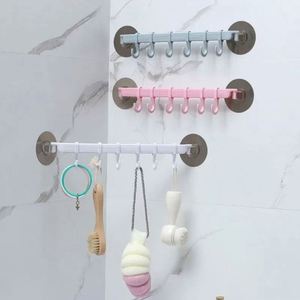 1pc Blue/White/Pink Suction Cup Type <b>Hook</b> 6 Rows for <b>Kitchen</b> Bathroom Corner Suspension Without Marks Hanger <b>Hook</b> - Product Image 1