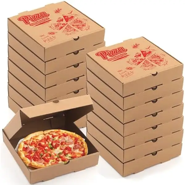 علبة بيتزا ثمانية الشكل مصنوعة من ورق كرافت مموج مخصص عالي الجودة