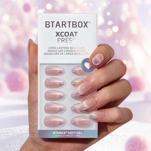 Uñas postizas de gel suave con efecto ojo de gato y punta francesa, al por mayor para proveedores, uñas postizas de almendra con purpurina para pegar. - Product Image 1