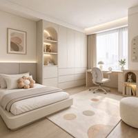 Armoire intégrée moderne en bois massif avec bureau intégré, grande capacité de rangement, pour chambre d'enfant, maison familiale, chambre d'hôtel