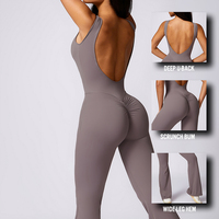 Combinaison de Yoga Gainante Tendance pour Femmes, Décontractée, Évasée, Entraînement, Dos Nu, Body Fitness, Combinaison de Sport et Yoga
