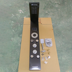 Intelligent Thermostatic Digital Display Shower Set Black Titanium Brushed Silver Stainless Steel Rectangle Wall <b>Mounted</b> Rain - Product Image 3