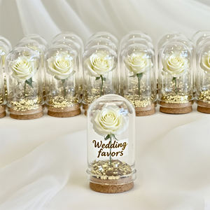 أفضل هدايا للحفلات أنبوب زجاجي فارغ من البوروسيليكات العالي مع سدادة فلين، قبة زجاجية على شكل وردة كهدايا وتذكارات لضيوف حفل الزفاف - Product Image 4