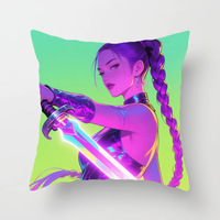 Housse de coussin ChamXue carrée, motif dessin animé K-Pop Demon Hunters Witch Group, ultra douce, à poils courts, pour canapé