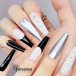 Forsense <span class=keywords><strong>Fantaisie</strong></span> Noir Gothique 3d Presse sur <span class=keywords><strong>Ongles</strong></span> Ensemble Bas quantité minimale de commande Haute Qualité À La Main <span class=keywords><strong>Faux</strong></span> <span class=keywords><strong>Ongles</strong></span> Pointe Cercueil Femelle Artificielle <span class=keywords><strong>Faux</strong></span> <span class=keywords><strong>Ongles</strong></span> - Product Image 4