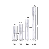 Flacon d'échantillon de parfum 2 ml 3 ml 5 ml 10 ml Mini flacon pulvérisateur vide transparent Tube en verre Atomiseur de parfum Emballage testeur