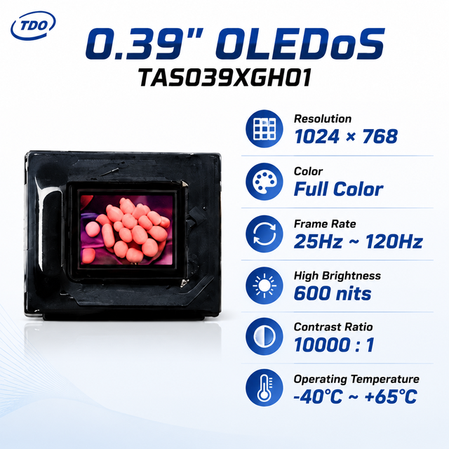 0.39 Inch AMOLED XGA 1024x768 Micro Display for Near Eye System, AR  HMD,  Thremal Imaging Devices, Scope