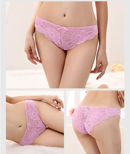 Braguitas de encaje floral sexy de punto fino de talle medio para mujer con logo en la cintura, lencería de nailon elástico suave OEM ODM - Product Image 4