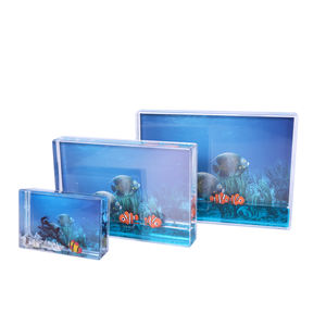 Souvenir Gift Oceaan Park Rechthoek Instant 4R Fotolijst 3D Vis Drijvende Blauwe Vloeistof <span class=keywords><strong>Aquarium</strong></span> Fotolijst - Product Image 1