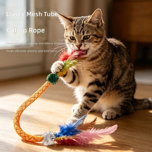 Jouet interactif pour chat avec plume et clochette en maille élastique, pour chaton, anti-ennui, 11 styles, 30g, fournitures - Product Image 2