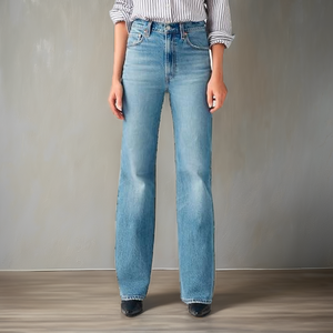 Série Haut de Gamme Printemps/Été Bleu Glacé, 100% Coton Turc Lavé, Respirant, Coupe Ample, Taille Haute, Longueur Intégrale, Jambe Large - Product Image 2