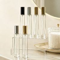 Flacon pulvérisateur de parfum vide en verre transparent 10ml 15ml, atomiseur à fine brume rechargeable, testeur avec capuchon doré, argenté ou noir