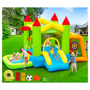 Château <span class=keywords><strong>gonflable</strong></span> avec toboggan FBSPORT pour enfants, combine l'activité physique en intérieur à des moments de plaisir interactifs en famille, parfait pour les soirées jeux. - Product Image 1