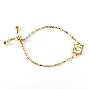 Nueva Pulsera de Acero Inoxidable con 26 Letras Inglesas, Diseño de Concha, Personalizada, Combinable con Todo, de Acero de Titanio 18k, con Cierre de Cremallera - Product Image 1