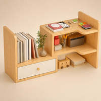 Organiseur de bureau en bois avec tiroir et étagères de rangement multi-niveaux pour la maison, le bureau, la salle d'étude et la chambre