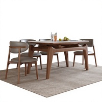 Ensemble de table à manger extensible de style moderne, pieds en bois, assemblé, écologique, convertible, meubles pour la maison, utilisation en cour, hôtel