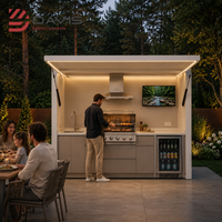 Meubles de cuisine extérieurs en métal, ensemble BBQ modulaire en acier inoxydable avec grill, évier, îlot de rangement et comptoir pour patio et jardin