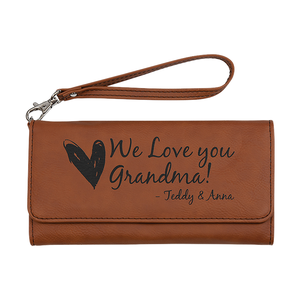 Cadeau pour la fête des mères, portefeuille en cuir long à fermeture ouverte pour homme avec gravure laser personnalisée et doublure en polyester - Product Image 3