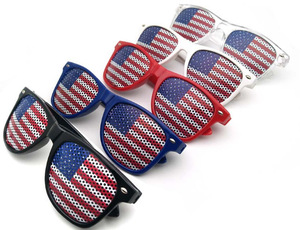 Gafas de sol de plástico con diseño patriótico para fiesta, lentes de sol de colores con bandera promocional personalizada - Product Image 4