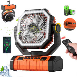 XINSITE Portable Outdoor Solar Rechargeable Desk Fan with LED <b>Light</b> Remote Control Camping Lamp for Outdoor Activities - Product Image 2