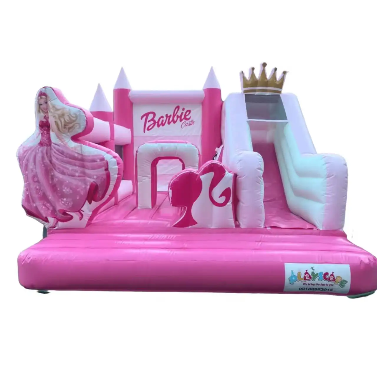 Barbie themed inflatable slide for girls Commercial princess theme inflatable bouncer slide combo for sale or party rental