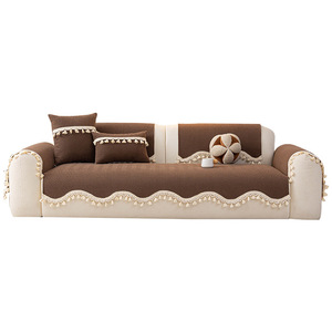 Chenille <b>Sofa</b> Cushion Autumn Tassels Solid Color Non Slip Seat <b>Cover</b> <b>For</b> Modular <b>Sofa</b> Living Room Modern Light Luxury Style - Product Image 5