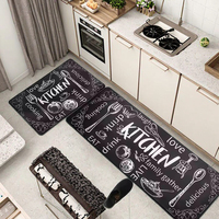 Tapis de sol de cuisine antidérapant en mousse PVC avec motifs géométriques et fleurs, forme rectangulaire, lavable, épaisseur 4 mm, style classique
