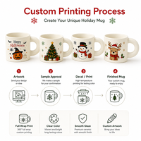 Mug en céramique personnalisé pour les fêtes, 330 ml, tasse à café personnalisée de 11 oz avec une grande poignée ronde pour les cadeaux de Noël et d'Halloween, vente en gros
