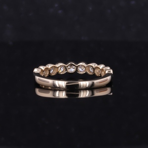 เครื่องประดับที่ดี starsgem 10K 14K สีเหลืองทองครึ่งนิรันดร์แหวน<span class=keywords><strong>แต่งงาน</strong></span>พลอยแหวนกลมตัดแล็บแหวนเพชร - Product Image 4