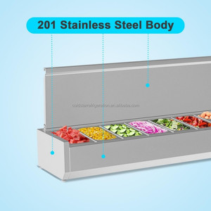Mostrador refrigerado premium para ensaladas con tapa de cristal, mostrador de preparación de ensaladas, vitrina refrigerada. - Product Image 5
