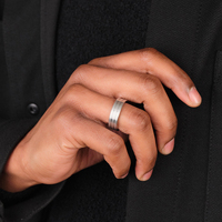 Prix de gros Bagues en acier inoxydable plaqué or Bagues pour hommes Bague en argent 925 à double canal