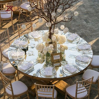 ZKAI Nappe de table miroir de mariage ronde, tapis de table réfléchissant personnalisé pour la décoration de célébrations et d'événements