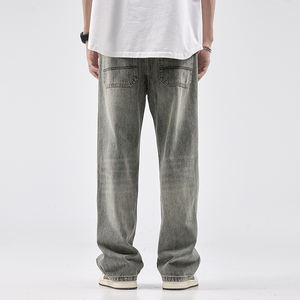 <span class=keywords><strong>กางเกง</strong></span>ยีนส์สีเทายืดได้สำหรับผู้ชาย<span class=keywords><strong>กางเกง</strong></span>ยีนส์ทรงหลวมสำหรับผู้ชายดีไซน์เรียบง่าย - Product Image 4