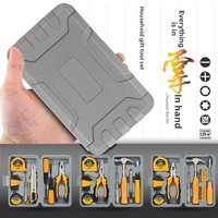 Ensemble d'outils de réparation multifonctionnels en acier au carbone, clés Allen, tournevis, pinces, marteau, ruban à mesurer, boîte à outils