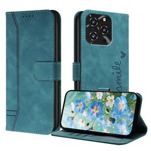 Étui en cuir PU à rabat magnétique fin, couleur unie, boucle latérale, motif en relief en forme de cœur pour Oukitel C3/C2/C69/C68/C62 Pro - Product Image 1