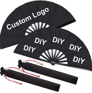 Éventails en plastique personnalisés en gros, grands, avec logo imprimé, pour la danse et les fêtes - Product Image 1