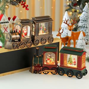 Decoración navideña creativa con tren musical iluminado y lleno de agua, caja de música, escaparate de hotel, escaparate de tienda, regalo. - Product Image 1