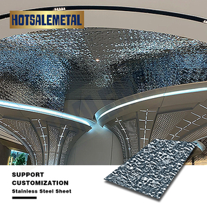 Panneau de plafond en acier inoxydable à effet d'ondulation de l'eau, finition miroir, taille personnalisée, pour hall d'hôtel - Product Image 1