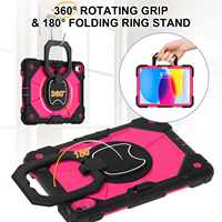 Étui robuste multicolore pour tablette iPad 10e et 11e génération A16 10,9 pouces avec support rotatif à 360° et porte-crayon