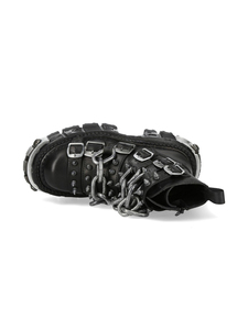 Botas cortas de Metal negro Punk callejero español, parte superior alta de suela gruesa para motocicleta de invierno de industria pesada, parte inferior de aumento de altura - Product Image 5