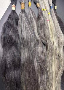 Prodotti Più Popolari del 2026 Acquistati Online: Trama di Capelli Umani Neri Misti Grigi Naturali Sale e Pepe, Fasci di Capelli con Chiusura Frontale - Product Image 2