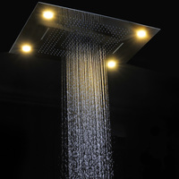 Ensemble de douche à LED pour plafond, salle de bain, grand système de douche de pluie, panneau de pomme de douche à chute d'eau avec robinets mélangeurs thermostatiques