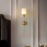 Applique murale moderne en laiton et marbre, LED dimmable, avec télécommande, abat-jour rond blanc pour chambre et salon