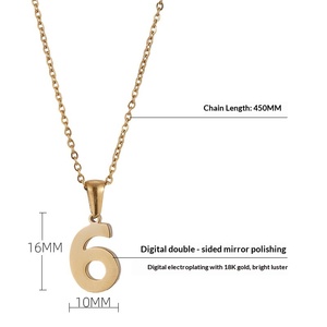 สร้อยคอเลขเทวดา 0 1 2 3 4 5 <span class=keywords><strong>6</strong></span> 7 8 9 ทำจากสแตนเลสสตีล 18K สำหรับผู้หญิงผู้ชาย สร้อยคอทองคำนำโชค ของขวัญเครื่องประดับ - Product Image 3