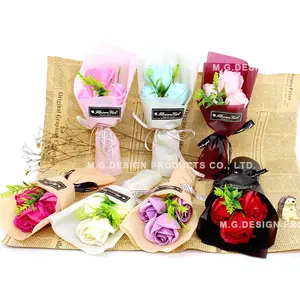 Hot Sale Handmade Hand Washing Fragrant Decorate Multicolor Rose Soap Bouquet Valentine'S Day Mother'S Day Gift Set